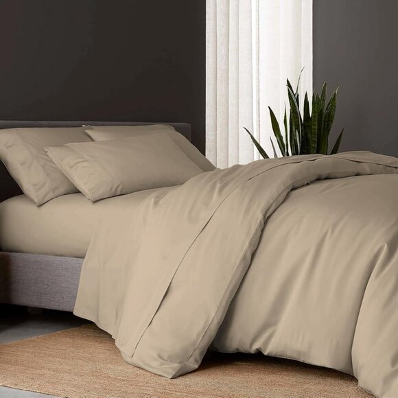 DOZ by SIJO Twin Duvet Cover Set 100% Viscose from Bamboo Organic Dune Beige - Picture 1 of 5